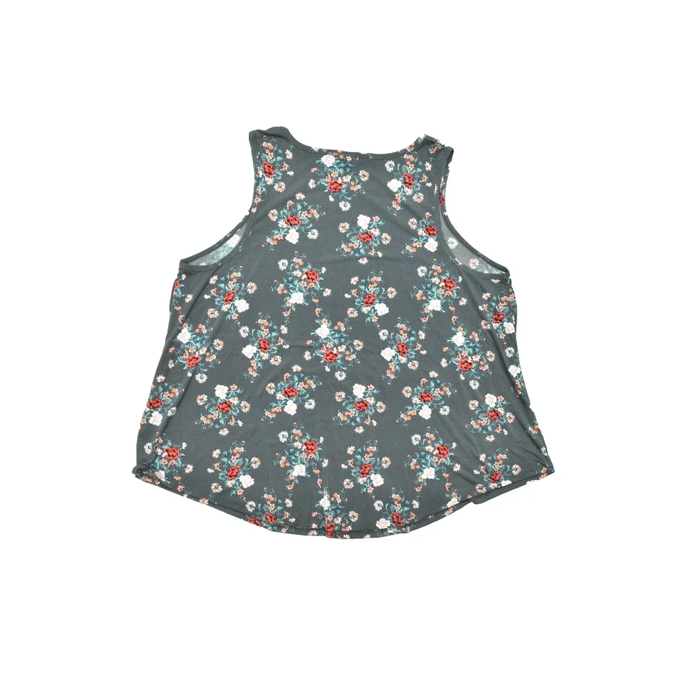 Torrid Size 3 Women's Floral Tank Top Sleeveless Scoop Neck Gray Pink Rose Chall
